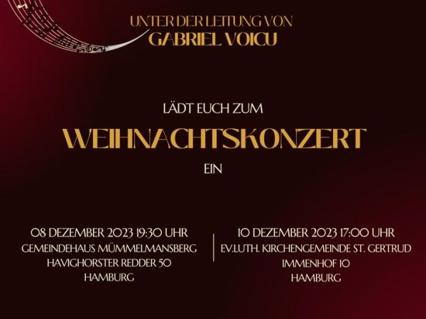Weihnachtskonzerte 08. und 10. Dezember 2023